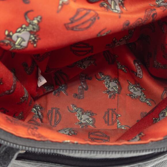 Harley-Davidson Women’s Mini Biker Backpack Black Pebbled Leather Studded Logo - Picture 8 of 11